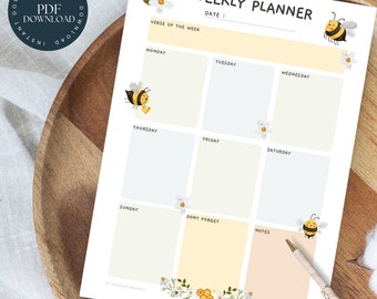 Weekly Christian Life Planner | Schedule Planner | Christian Calendar | Verse of the Day | Bible Reading Planner | Faith Printable PDF