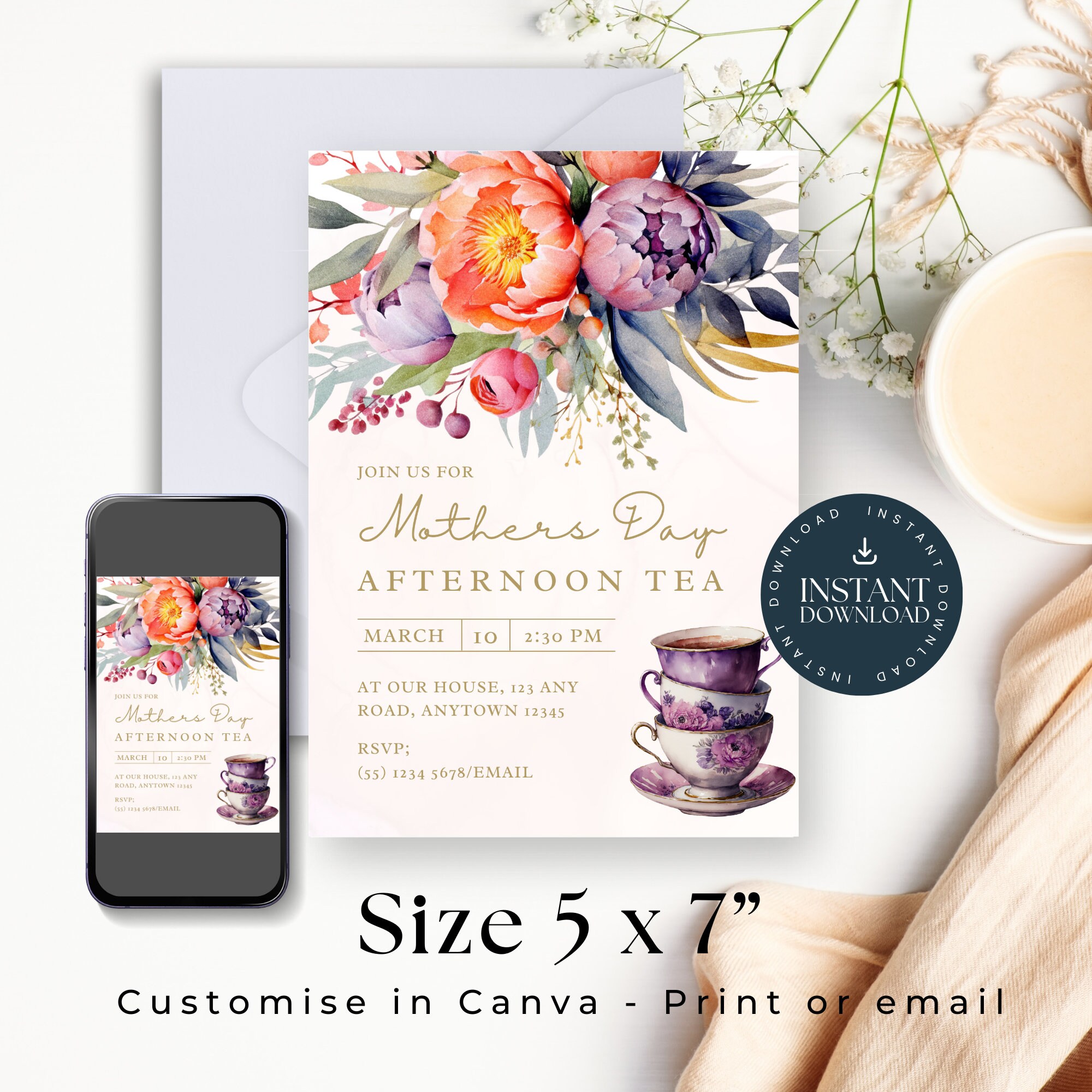Mother’s Day Afternoon Tea Invitation | High Tea Invite | Event Flyer ...