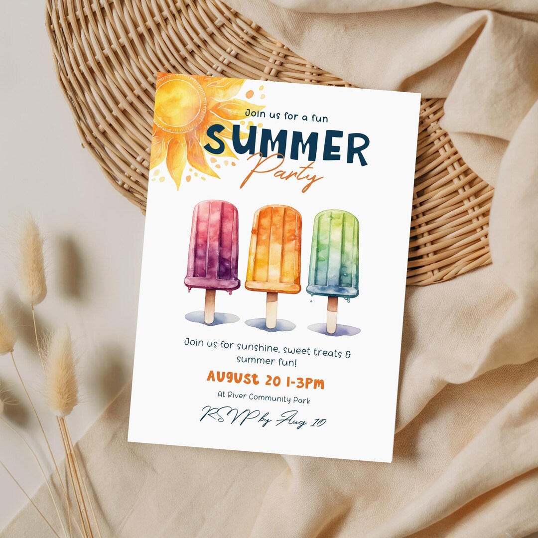 Summer Party Invitation Template | Family Fun Day Invite | Summer BBQ ...