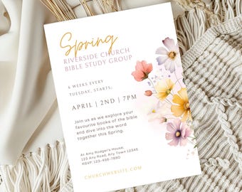 Wildflower Bible Study Flyer Invite | Church Womens Event Invitation Template | Editable Printable |  174