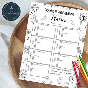 Weekly Devotional Planner For Kids, Children’s Planner, Christian Faith Journal | Coloring Activity | Homeschool, Church, Sunday School PDF