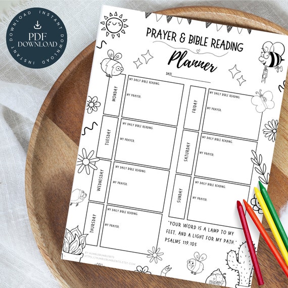 Weekly Devotional Planner For Kids, Children’s Planner, Christian Faith Journal | Coloring Activity | Homeschool, Church, Sunday School PDF