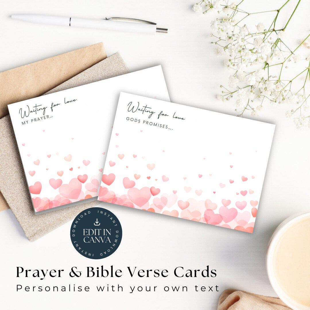 Love Hearts Editable Scripture Cards, Prayer Cards | Bible Verse Cards ...