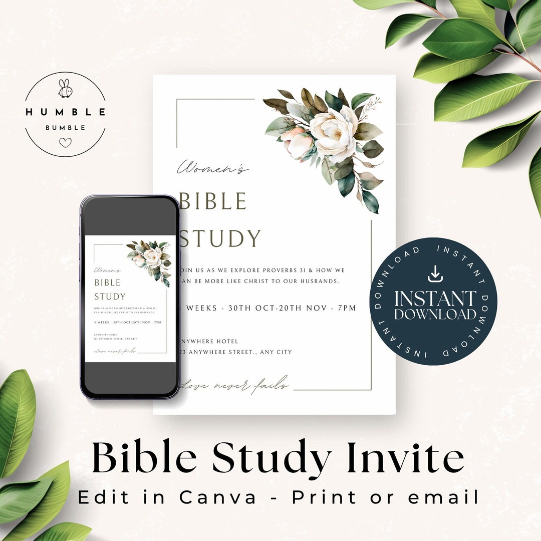 Editable Bible Study Flyer Church Group Evite Invite Template Small ...