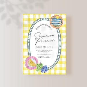 教会サマーピクニック招待状 | 地域イベント招待状 | 教会チラシ | 編集可能なテンプレート | 383