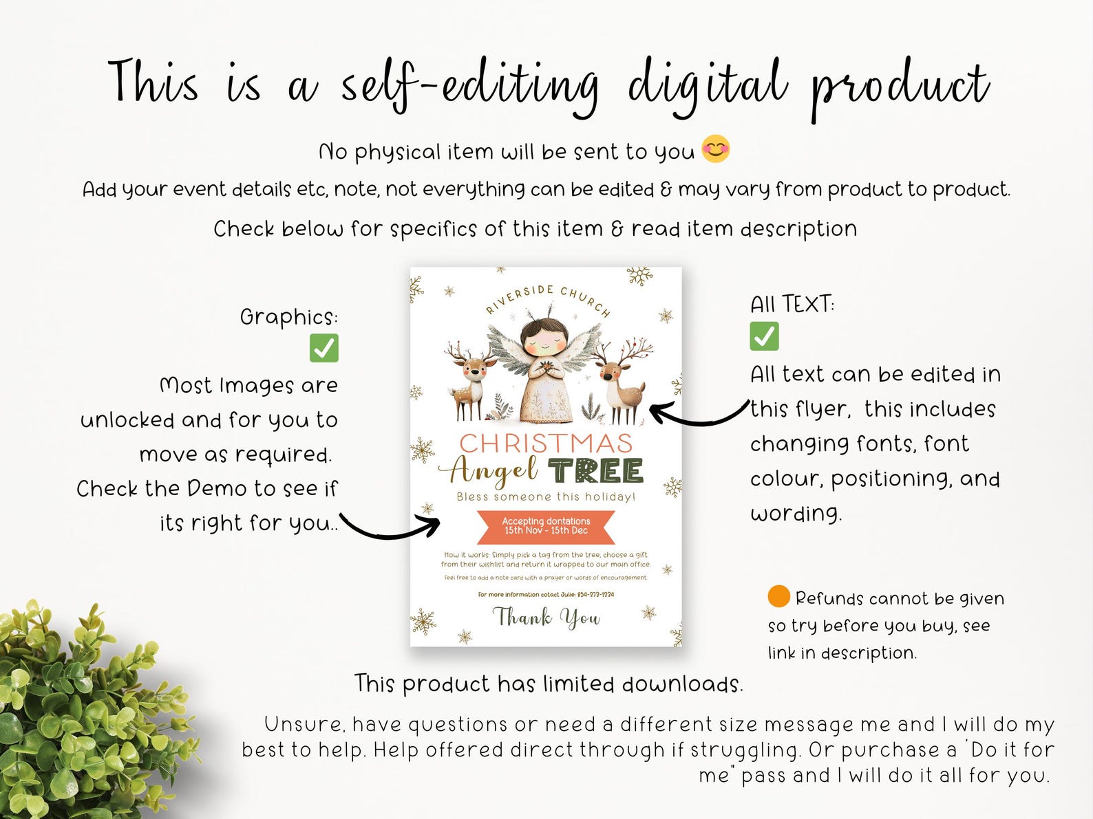 Christmas Angel Tree Tags | Editable Giving Tree Gift Tag | Tree Flyer ...