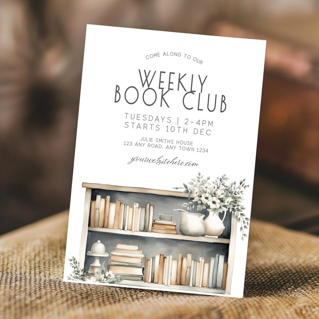 Reading Event Invite Book Club Invitation | Reading Group Flyer | Cozy Book Club Invite ...