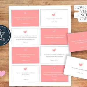Notes de boîte à lunch versets bibliques - cartes bibliques imprimables pour enfants - versets bibliques d'amour - cartes d'encouragement - téléchargement immédiat - téléchargement PDF