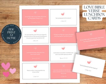 Bible Verse Lunchbox Notes - Printable Scripture Cards for Kids - Love Bible Verses - Encouragement Cards - Instant Download - PDF Download