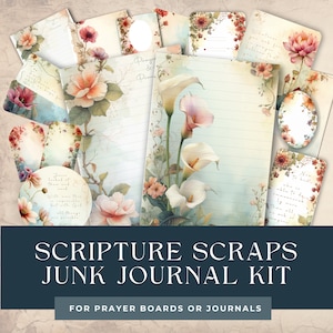 Junk Journal Ephemera | Scripture Scraps | Prayer Board Kit | Bible Journaling | Christian Scrapbooking | Vintage Floral | Faith | Printable