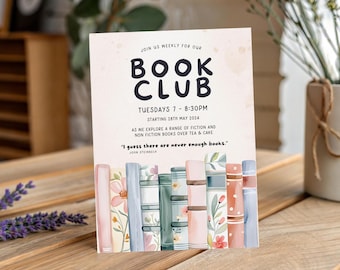Editable Book Club Invitation Template | Reading Group Invite | Printable Book Party Flyer | 198