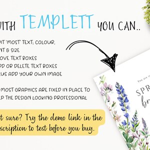 Spring Brunch Invitation Template | Floral Brunch Party Invite | Editable 236 image 4