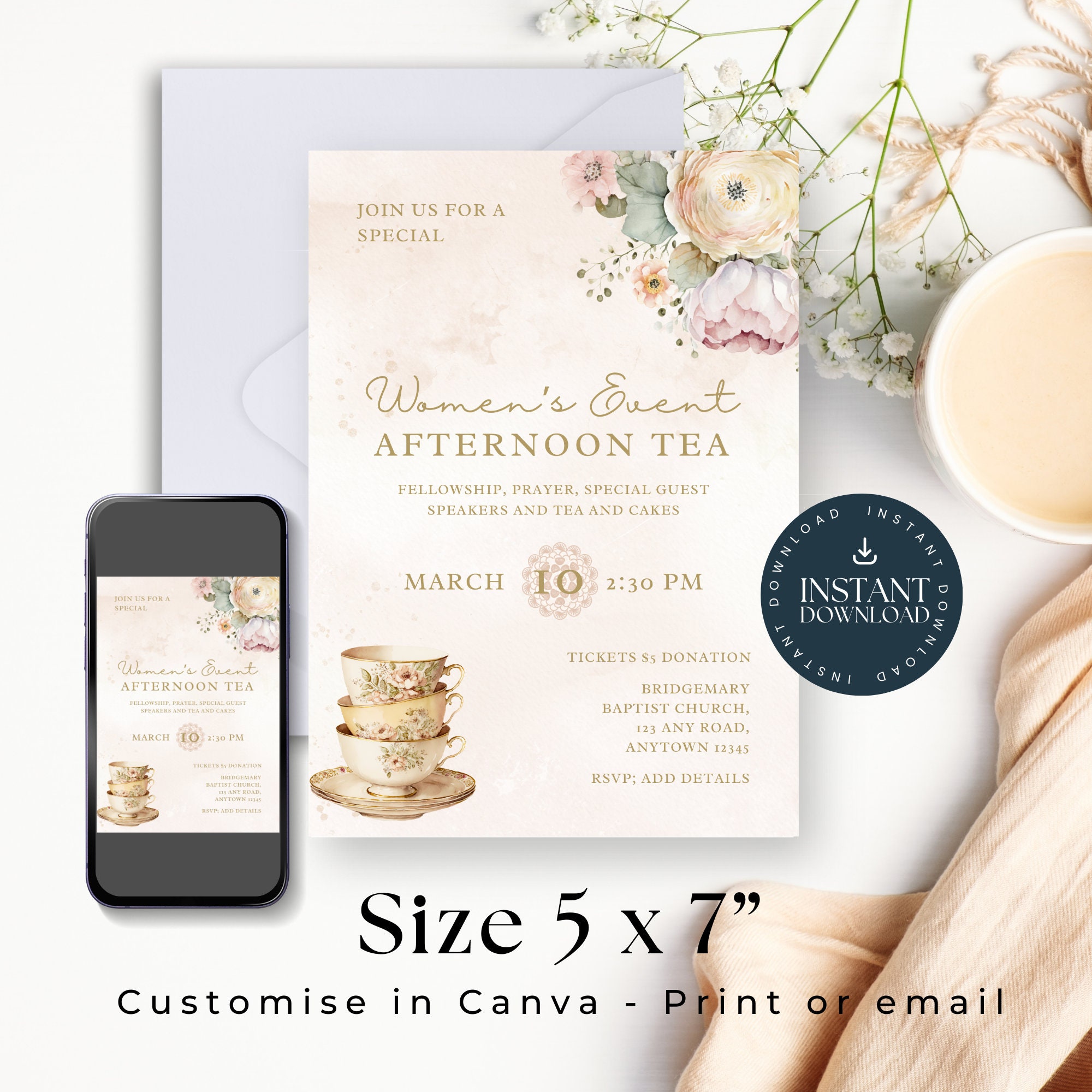 Women’s Day Church Flyer | Ladies Tea Party Invite | Afternoon Tea ...