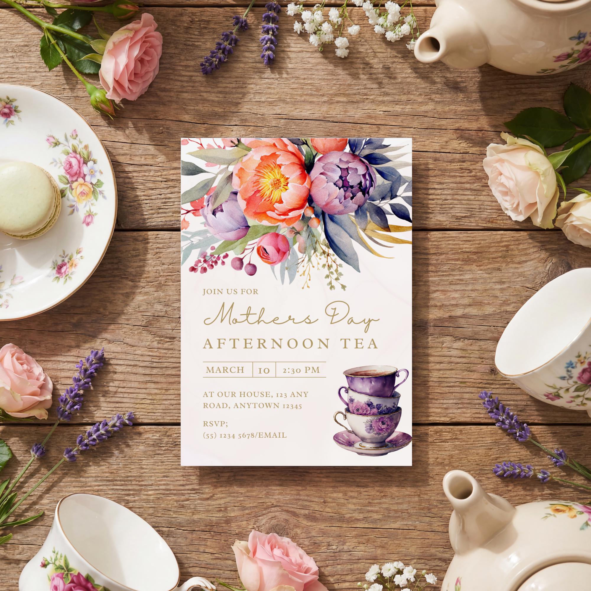 Mother's Day Afternoon Tea Invitation | High Tea Invite | Event