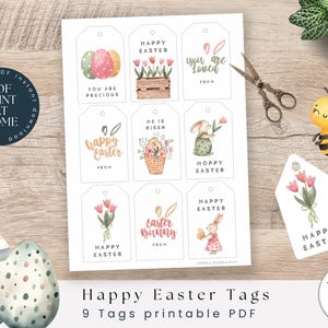 Printable Easter Gift Tags - He is Risen - Easter Activity for Kids - Digital Download - Easter Favor - Christian Easter Thank you Tags