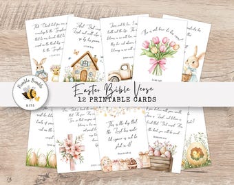 12 Easter Scripture Cards, Printable Bible Verse Cards for Kids, Holy Week Activities, Christian Easter, Easter Gifts, Classroom Decor