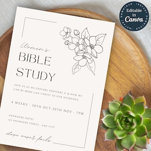 Women’s Bible Study Invite | Editable Invite | Church Group invite | Printable Flyer | Invitation Template | Elegant simple Beige | Code 133