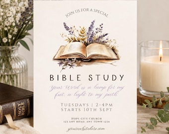 Bible Study Invite | Church Group Invite | Christian Book Club | Women’s Group Event | Editable Invitation | Church Printable Flyer | 245