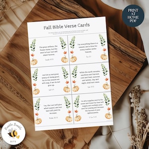 Fall Bible Verse Cards | Printable Scripture Cards | Christian Encouragement Notes | Autumn Lunchbox Cards | Sunday School Activity
