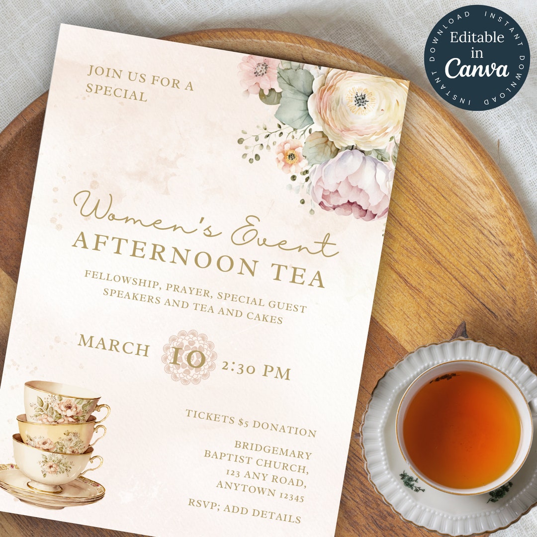 Women’s Day Church Flyer | Ladies Tea Party Invite | Afternoon Tea ...