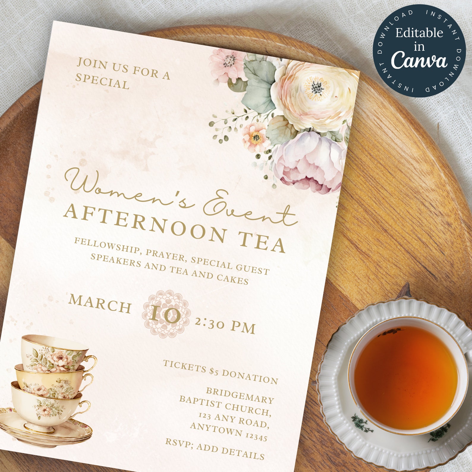 Women’s Day Church Flyer | Ladies Tea Party Invite | Afternoon Tea ...