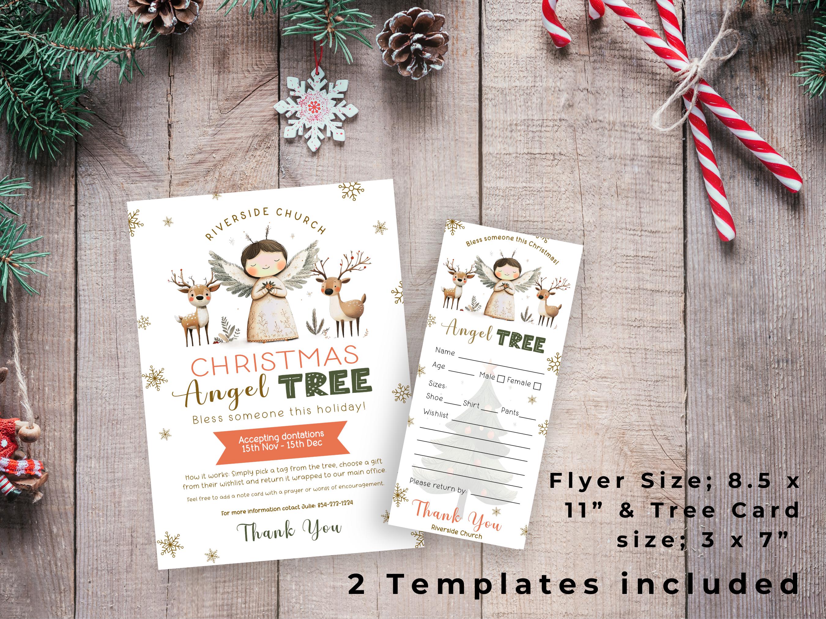 Christmas Angel Tree Tags | Editable Giving Tree Gift Tag | Tree Flyer ...