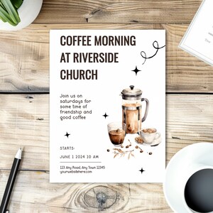 Coffee Morning Flyer | Church Fellowship Invite | Community Event Poster | Editable Brunch Flyer Template | Printable Invite 224