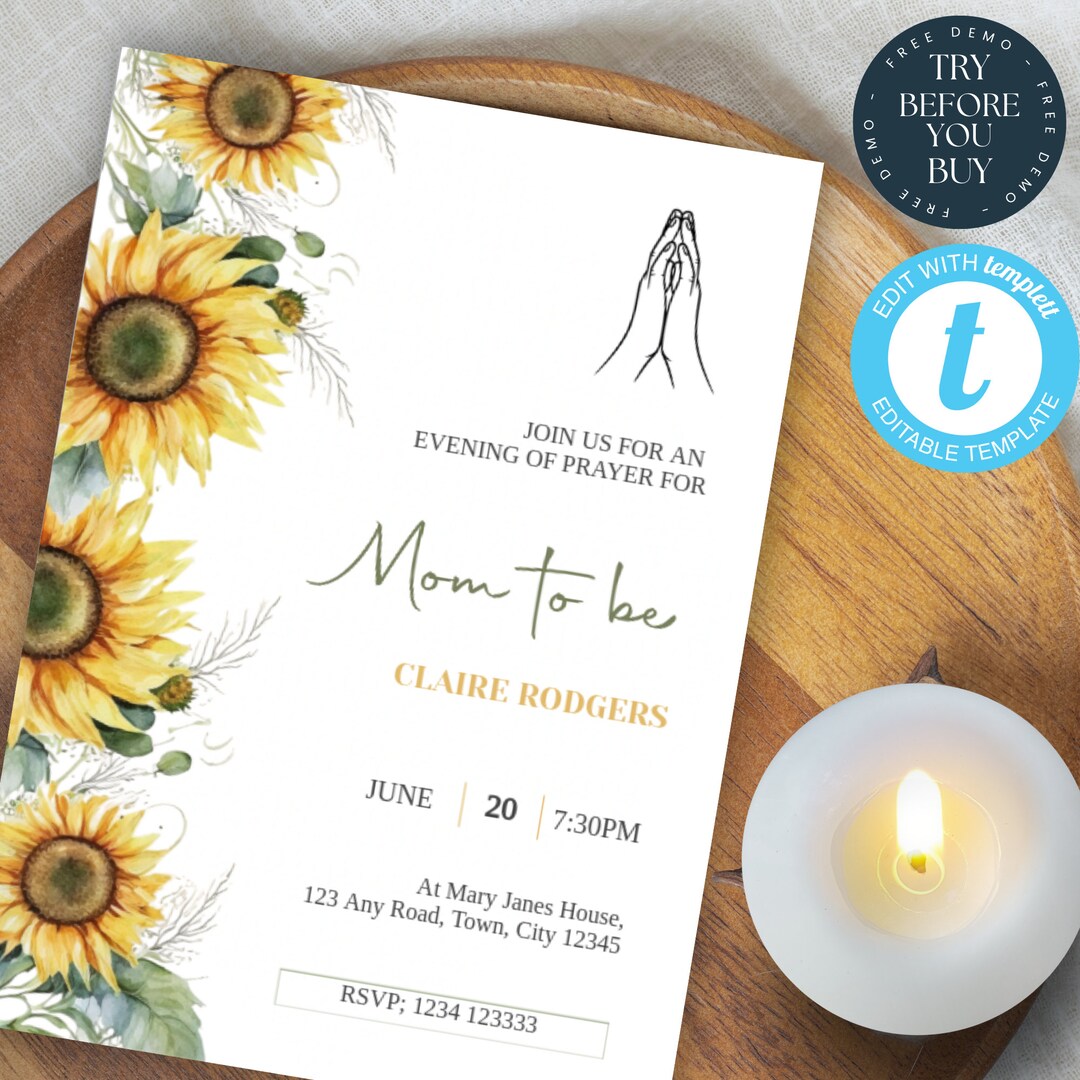 Prayer Invite Baby Shower Prayer Invitation Template | Mum to Be Blessing Invite ...