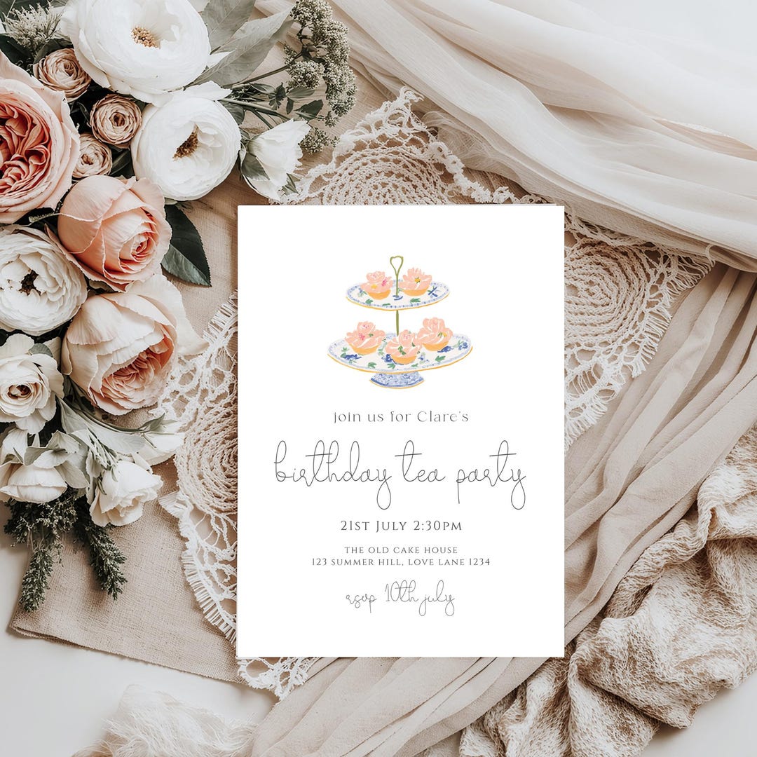 Afternoon Tea Birthday Invitation | Tea Party Invite | High Tea ...