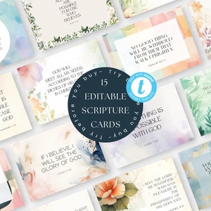 Lot de cartes bibliques modifiables | Cartes bibliques | Verset biblique | Journal indésirable, cartes de promesse, tableau de prière, cadeaux chrétiens pour femmes, SC100