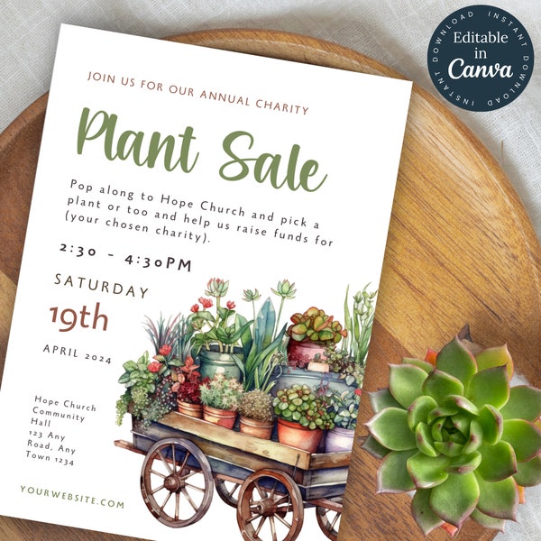 Plant Sale Flyer Template | Charity Event Editable Flyer | School PTA, PTO | Fundraising Event Invite | Church, Community Event | 191