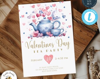 Galentines Day Invitation Template | Valentines Tea Party Invite | Ladies Tea Party Invitation | Editable Template | 297