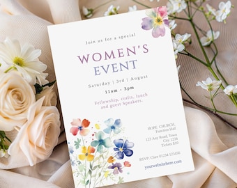 Women’s Ministry Event Flyer | Christian Church Gathering Invite | Ladies Fellowship Invitation Template | Spring Florals | 230
