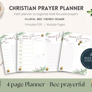Prayer Planner Bundle | Faith Planner | Prayer Journal | Christian Faith Planner | Weekly Printable planner | Prayer Points | Bees PP-100