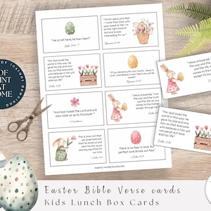 Osterbibelverskarten | Druckbare Schriftkarten für Kinder | Auferstehung Karten | Lunch Box Karten, Memory Vers Karten, PDF Download EA100