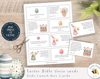 Easter Bible Verse Cards | Printable Scripture Cards for Kids | Resurrection Cards | Lunch Box Cards, Memory Verse Cards, PDF Download EA100