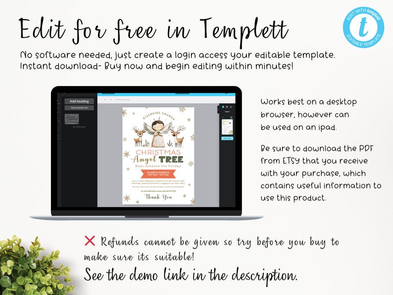 Christmas Angel Tree Tags | Editable Giving Tree Gift Tag | Tree Flyer ...