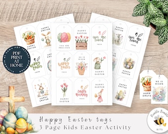 Easter Gift Tags Bundle | Easter Tags Printable | Easter Basket Tags | Easter Favor Tags | Kids Easter Activity | Digital Download