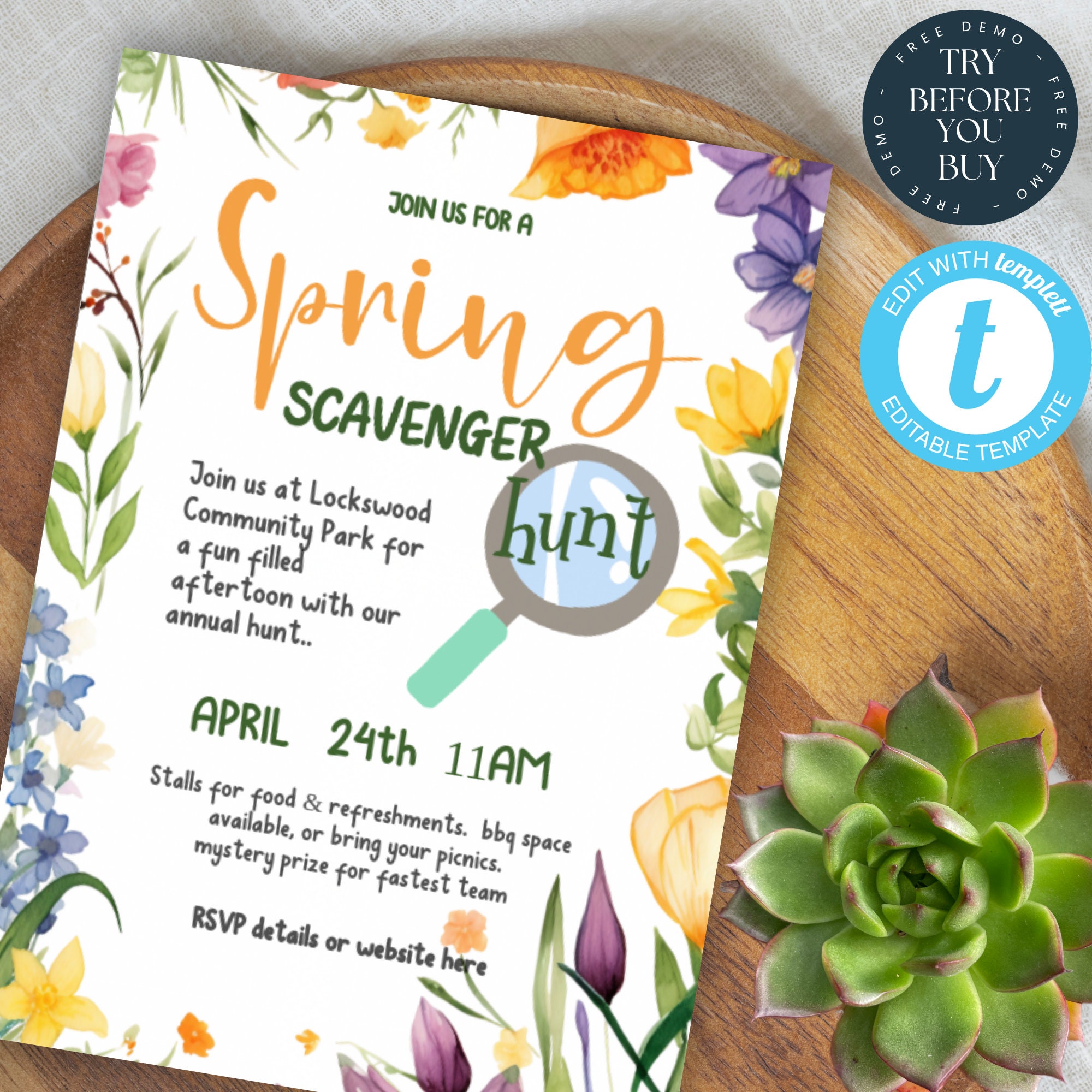 Spring Scavenger Hunt Flyer Template Community Event Editable Flyer Spring Scavenger Hunt Flyer Template Community Event Editable Flyer