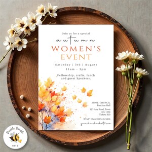 Autumn Women’s Day Church Flyer | Church Event Invite | Editable Flyer Template | Networking Event | Women’s Ministry | Brunch Flyer | 253