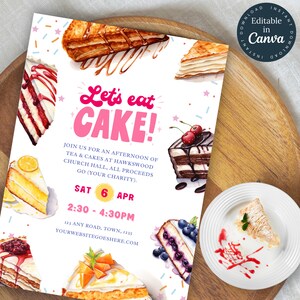 Bake Sale Invitation Template | Fundraising Invite | Charity Tea Party Event | Church, School, PTA, PTO, Event | Editable Flyer | 168