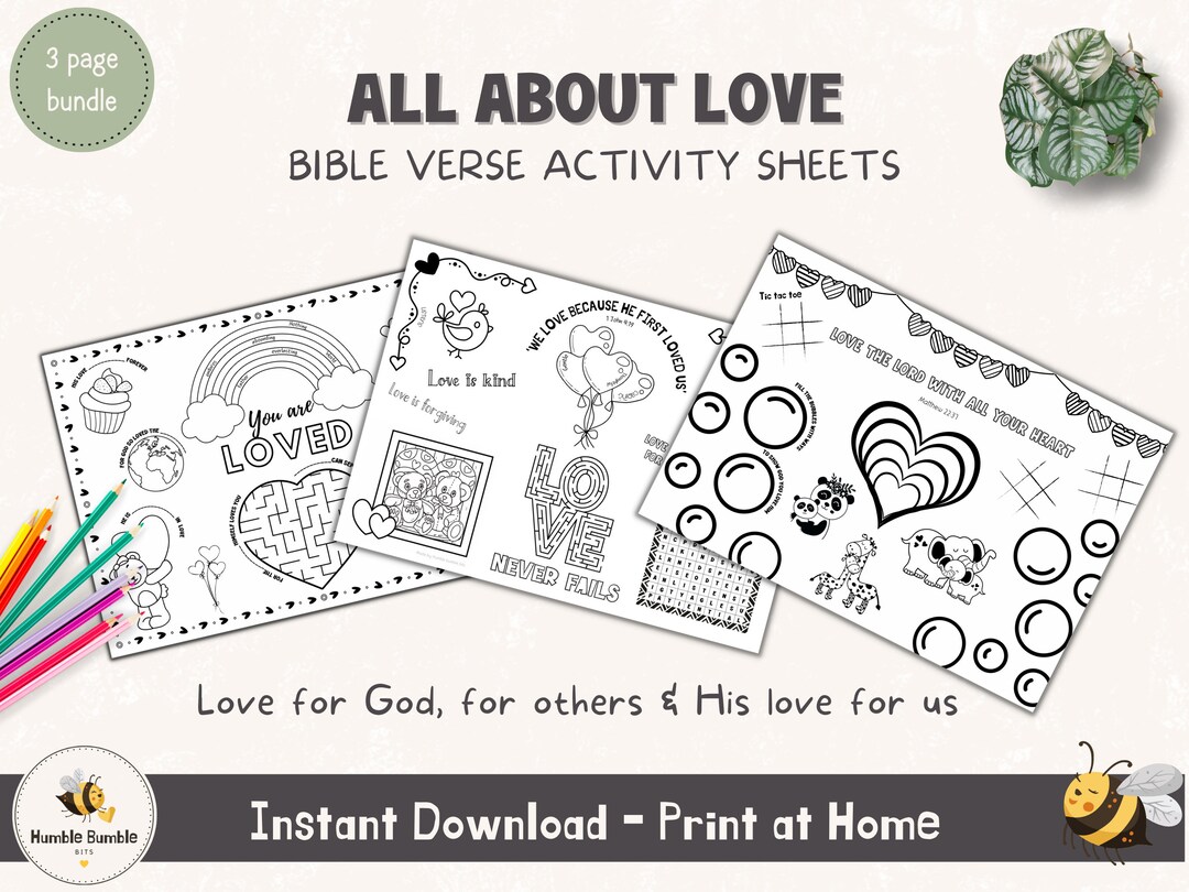 Love Bible Verse Activity Worksheets for Kids Kids Activity Worksheets ...
