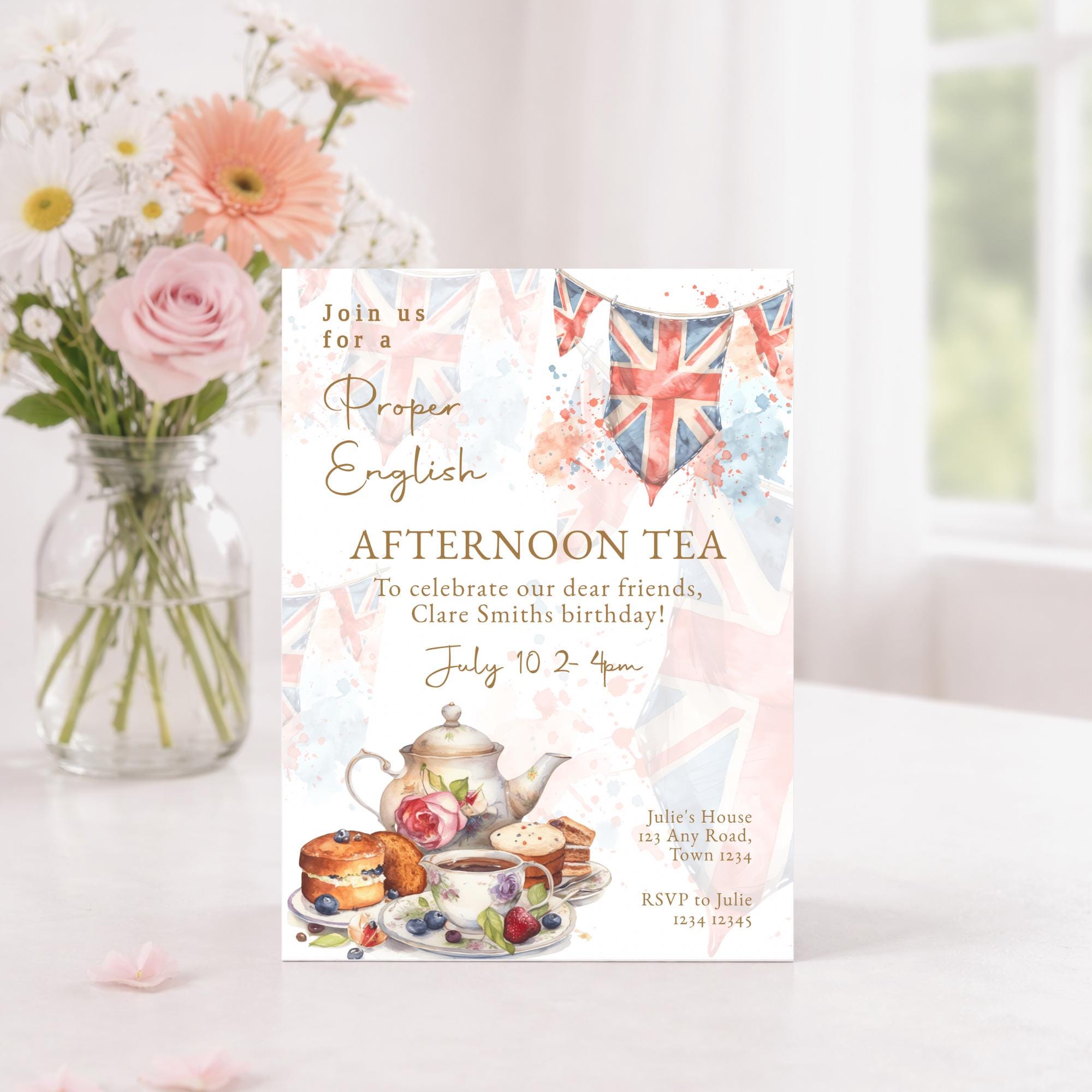 English Afternoon Tea Invite | Birthday Party Invite | Women's Event ...