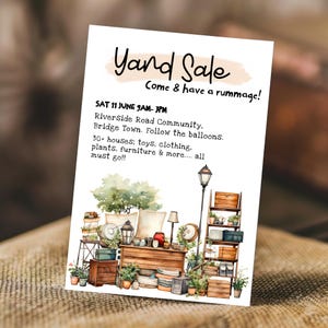 Folleto editable para venta de artículos usados / venta de garaje / Plantilla editable para venta de garaje / Folleto imprimible para PTA/PTO / Recaudación de fondos para escuela e iglesia / Póster / 220