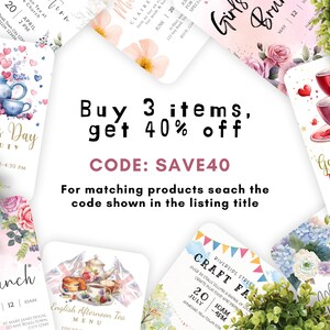 Spring Brunch Invitation Template | Floral Brunch Party Invite | Editable 236 image 8