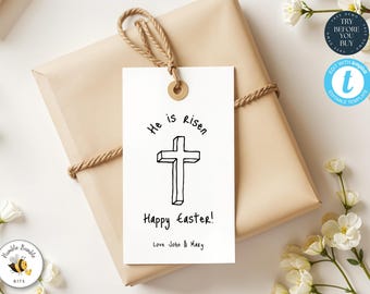 He is Risen Easter Gift Tags - Printable Easter Gift Tags - Christian Easter - Printable Church Tags for Easter - Editable Favor Tags - 323