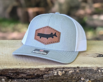 Musky Fishing Hat | Leather Patch Trucker Cap, Richardson 112