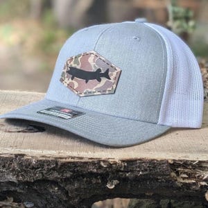 Musky Camo Leather Patch Trucker Hat - Richardson 112