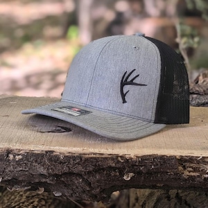 Embroidered Antler Trucker Hat: Deer Hunting Gift