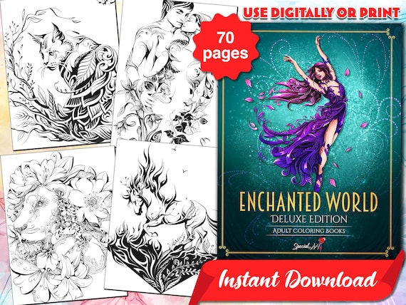 Enchanted World: an Adult Coloring Book With 70 Beautiful - Etsy